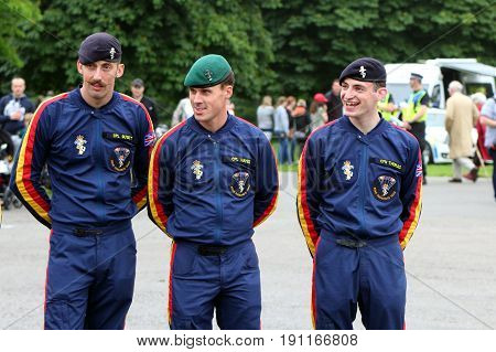 Beaulieu, Hampshire, Uk - May 29 2017: Corporal Guyet, Corporal Hayes And Craftsman Thomas Of The Re