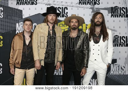 NASHVILLE, TN-JUN 07: (L-R) Bill Satcher, Michael Hobby, Zach Brown and Graham DeLoach of A Thousand Horses attend 2017 CMT Music Awards at Music City Center on June 7, 2017 in Nashville, Tennessee.