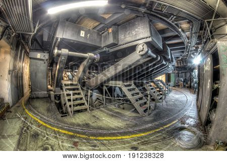 Below the stage turntable - in the abandoned theatre