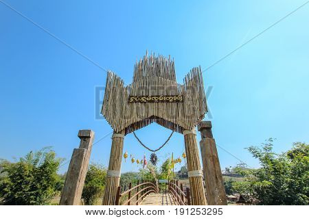 Maehongson, Thailand. - February 22, 2017 : Sutongpe wooden bridge of temple at Maehongson, North of Thailand.