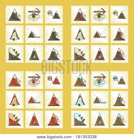 assembly flat shading style icon of mountains snow avalanche