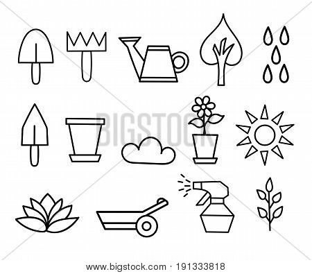 Outline Icon Collection Flower And Gardening Vector Illustration