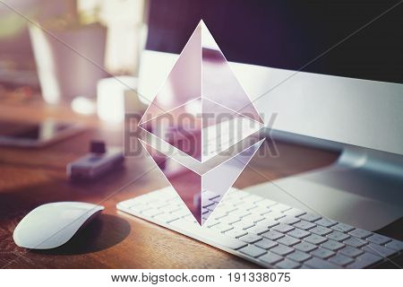 ethereum security computer encryption concept symbol for online banking and secure payment technology