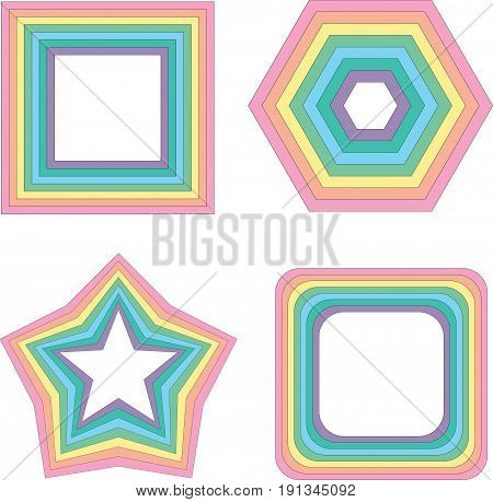 Pastel rainbow square star and other - vector geometric elements collection. Geometric detaisl for design background print and textile