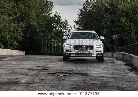 Moscow, Russia - May 3, 2017 Volvo V90 Cross Country, Front-side View. Test Of New Volvo V90 Cross C