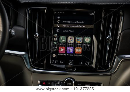 Moscow, Russia - May 3, 2017 Volvo V90 Cross Country, Interior View. Test Of New Volvo V90 Cross Cou
