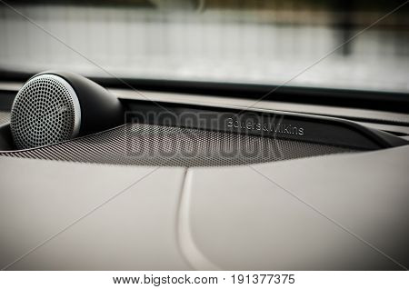 Moscow, Russia - May 3, 2017 Volvo V90 Cross Country, Interior View. Test Of New Volvo V90 Cross Cou