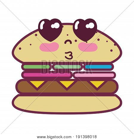 kawaii cute tender humburger food vector illustration
