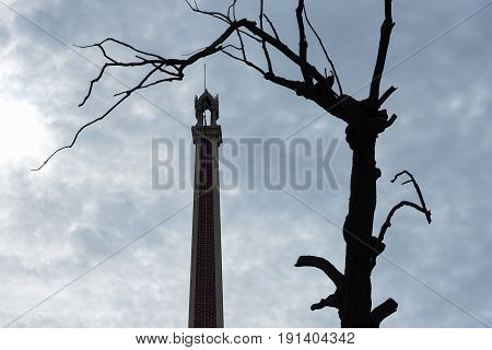 Silhouette of a part of the Thai funeral pyre