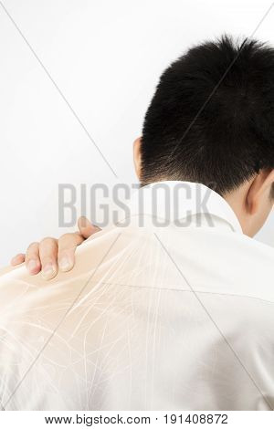 shoulder muscle injury white background shoulder pain