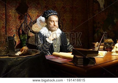 May 8. 2017 Museum of wax statues Grevin in the capital of the Czech Republic in Prague: Crown Prince Rudolph - Follower of the throne