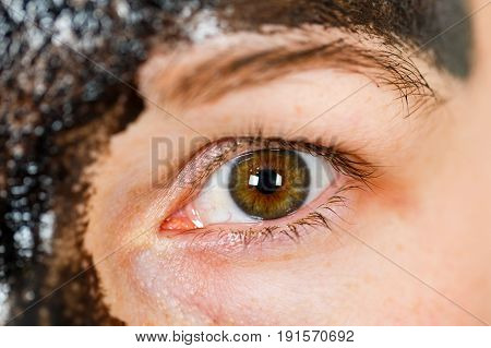 Close up photo of young woman's hazel eye