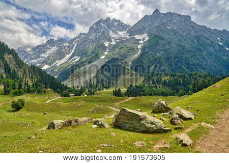 views of the sonmarg glacier in kashmir
