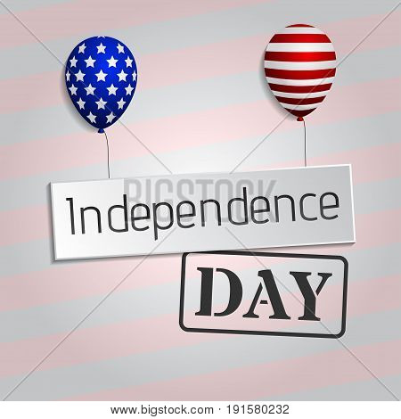 4th of july background. classic postcard. USA Independence day greeting card. Vector illustration with, balloon and nameplate for congratulation american