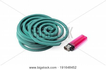 mosquito repellent coils are stacked on white background. mosquito repellent  isolated
