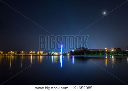 The Lake Dutzendteich During The Fair In The Night