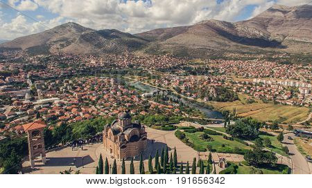Aerial view of Trebinje city in Bosnia and Herzegovina