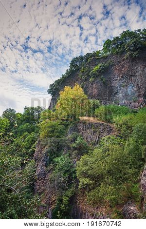Beautiful mountain along the river Ardeche in France
