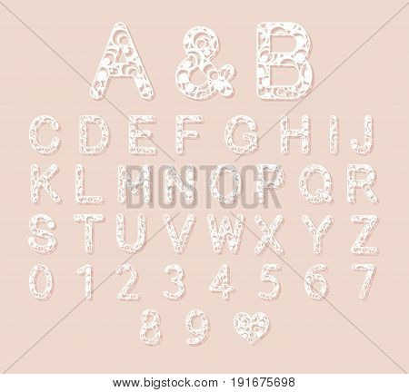 Letters for laser cutting. English alphabet. Vector illustration.
