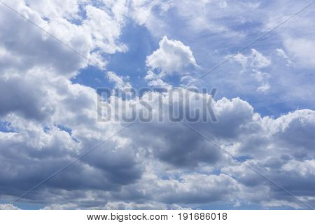 View on beautiful white clouds in a blue sky. Clouds and Skies in the Morning. 
The Sun behind Clouds. Fresh Air. Cloudy Weather. Cloud Formations. White Clouds