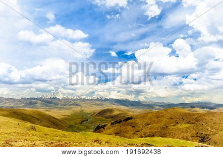 View on Tagong grassland and Yala mountain in China