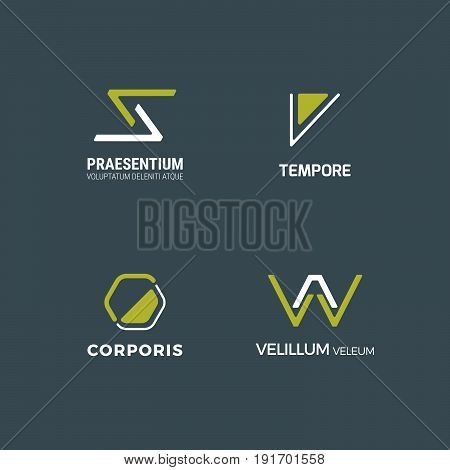 Simple minimal logo set. Flat abstract logo for your company. Vector design template.