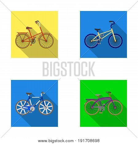 Children's bicycle and other kinds.Different bicycles set collection icons in flat style vector symbol stock illustration .