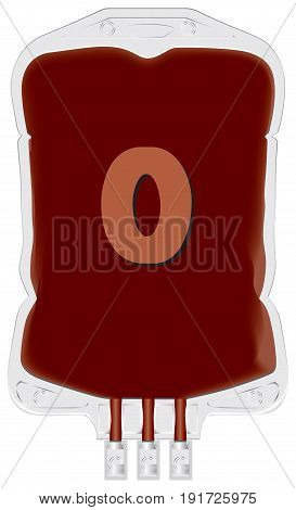 Container with donor blood of group O. Vector.