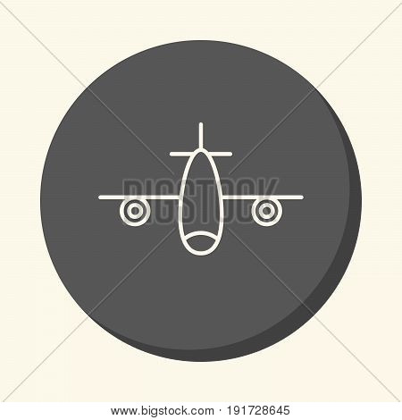 Airplane with two motors vector circular line icon with illusion of volume simple color change