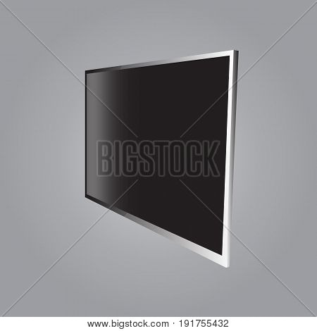 Realistic TV screen. Modern stylish lcd panel, led type. Large computer monitor display mockup. Blank television template. Graphic design element for catalog, web site, as mock up. Vector illustration