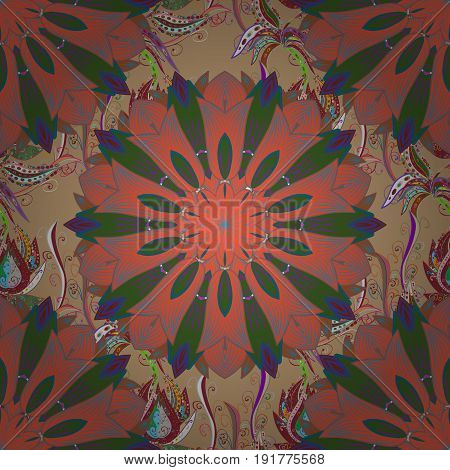 Mandala On Background. Vector Round Ornament Pattern. Geometric Circle Element In Glod Colors. Spiri
