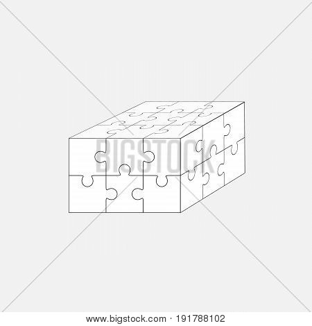 Jigsaw puzzle vector, blank simple template 3x2, sixpieces