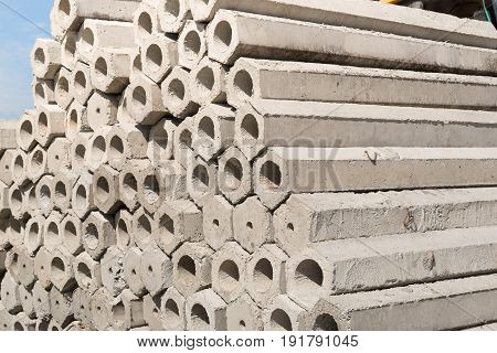 Hexagon pile used for foundations in small construction.