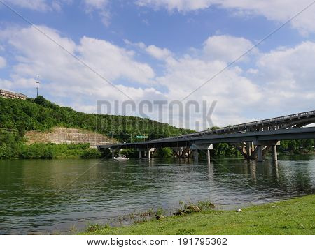 Bridge over Branson Landing, Missouri
A double bridge near the Main Street landing cruises in Branson, Missouri