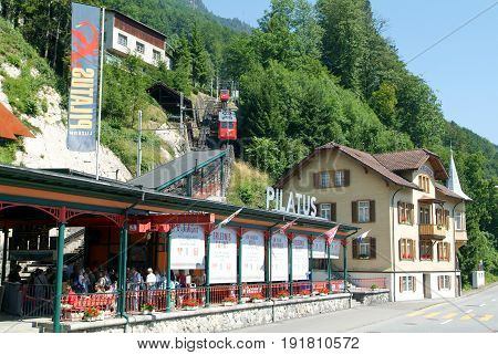 Valley Station Of The Pilatusbahn In Alpnachstad