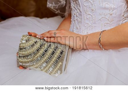 Bride's Hands Closeup At Wedding.the Waits For Groom