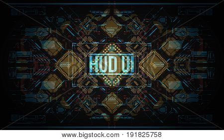 Modern Background with futuristic user interface. Electronic computer hardware technology. Motherboard digital chip. Integrated communication processor. Information engineering component.