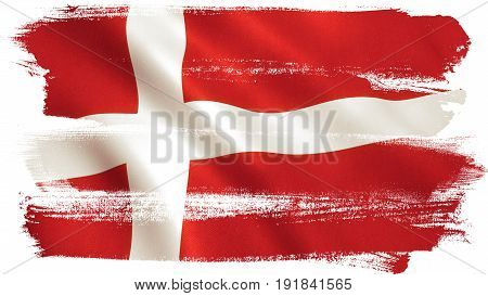 Danish flag waving full frame background texture.