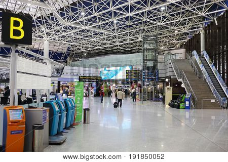 SOCHI, RUSSIA - MAR 4, 2017: Sochi Airport, airport ranks 5th in Russia in passenger turnover (5,263 million passengers)