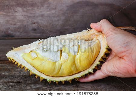 Durian On A Wooden Background.