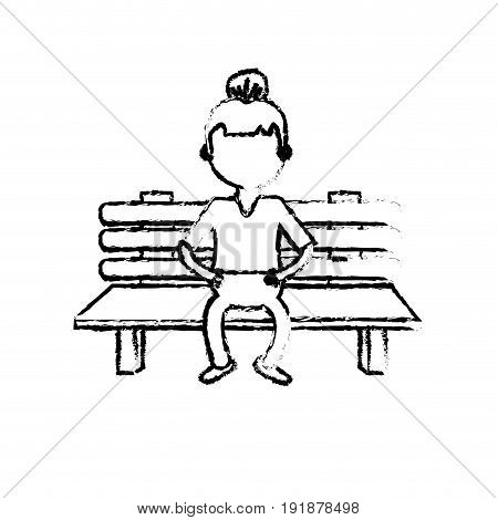 figure old woman in the chair with hairstyle vector illustration