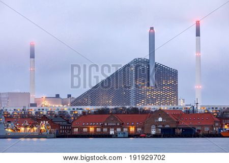 Facotry Plant along sea in Copenhagen Denmark