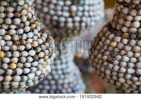 Exotic handmade crafted souvenirs of Vedda people tribe in Sri Lanka