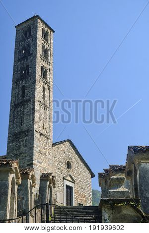 Lasnigo (Como Lombardy Italy): the medieval church of Sant'Alessandro built from the 12th century along the road to Madonna del Ghisallo