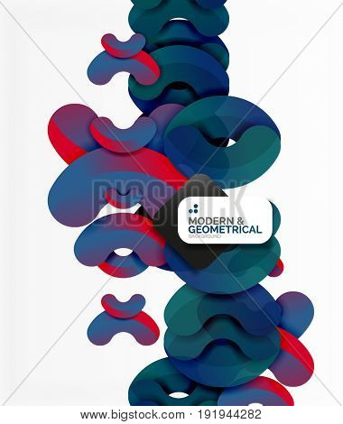 Abstract color geometric round shapes on white - elements with shadow, colorful composition