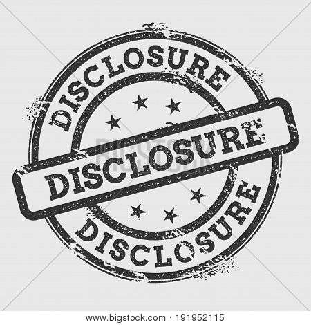 Disclosure Rubber Stamp Isolated On White Background. Grunge Round Seal With Text, Ink Texture And S
