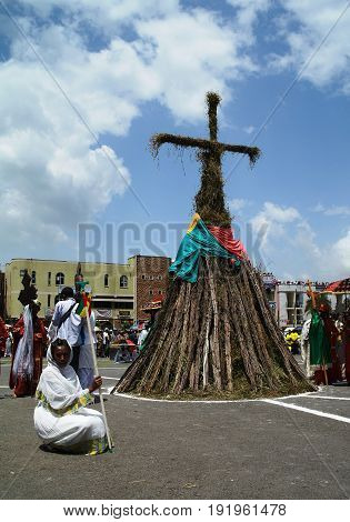 Ceremony of Meskel Holy Cross finding festival - 27.09.2012 Gonder Ethiopia