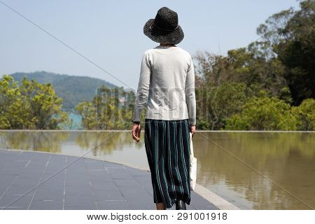 traveling Asian woman at the outdoor in daytime