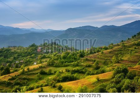 Spring Is Coming... Amazing Spring View With A Little Village In Rhodopi Mountains, Bulgaria. Magnif