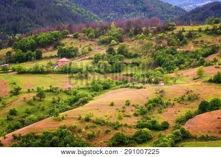 Spring Is Coming... Amazing Spring View With A Little Village In Rhodopi Mountains, Bulgaria. Magnif